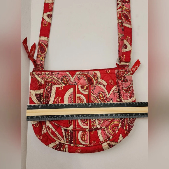 Vera Bradley Classic Womens Cherry Red Shoulder Crossbody Paisley Bag Purse - Picture 4 of 14